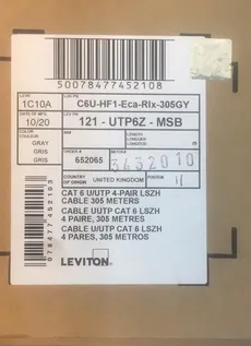 کابل شبکه برندرکس- لویتون Cat6 UTP  LSZH