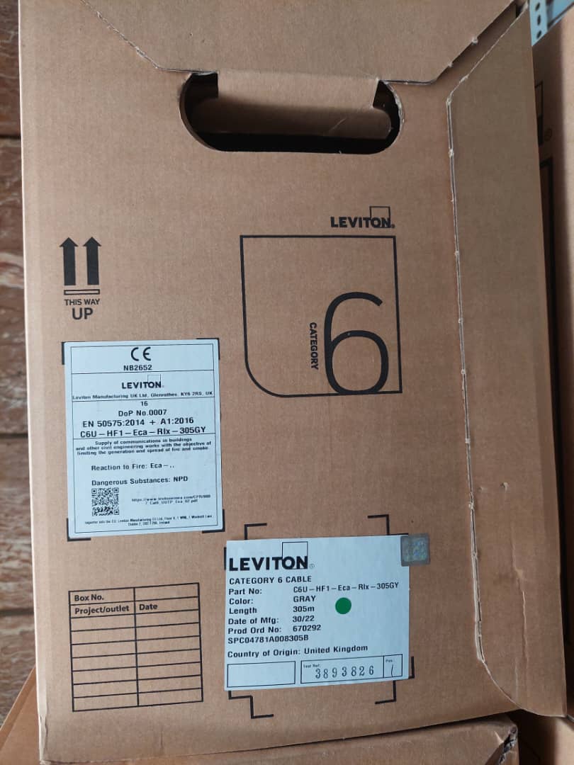 کابل شبکه برندرکس- لویتون Cat6 UTP  LSZH