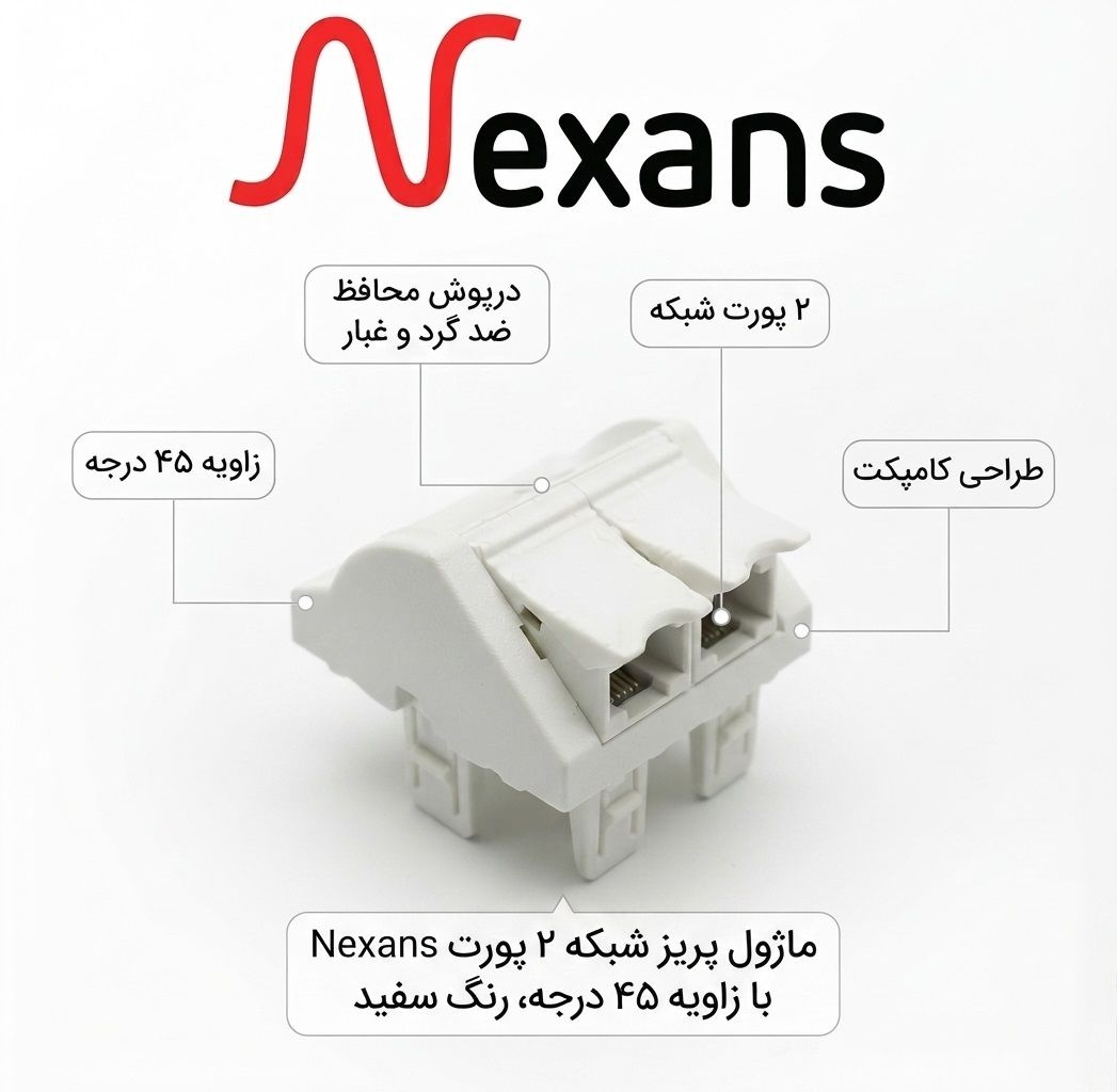 قاب پریز شبکه نگزنس 45 درجه(فیس دو پورت) N423.540N